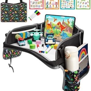 Blissful Diary Travel Tray For Kids Car Seat, Toddler Road Trip Essentials With Drawing Kit, Carseat Tray For Kids Travel, Road Trip Must Haves For Kids, Kids Travel Tray for Car Seat - Black