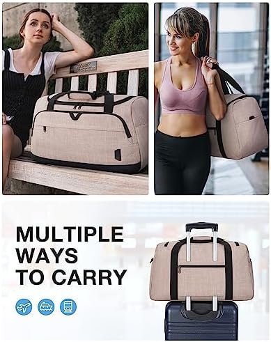 Weekender Bag for Women, BAGSMART 38L Carry on Overnight Bag, Gym Bag Personal Item Travel Bag with Trolley Sleeve, Shoe Bag,Pink-38L - Image 2