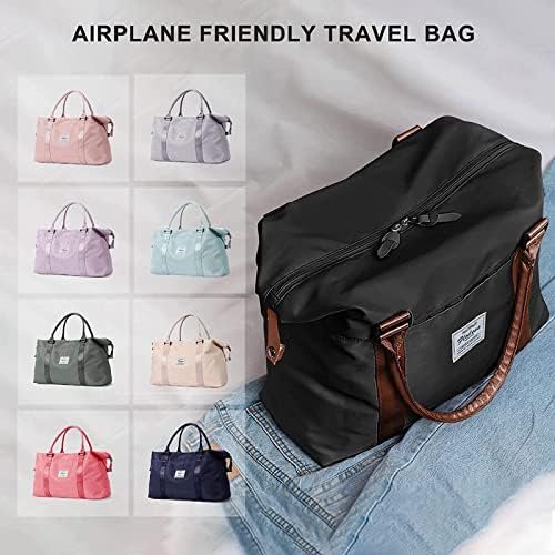 Sport Travel Duffle Bag Large Gym Tote Bag for Women, Weekender Bag Carry on Bag for Airplane, Ladies Beach Bag Overnight Bag Luggage Bag with Wet Bag Black Large Hospital Bag for Labor and Delivery - Image 6