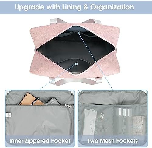 Carry on luaggage 22x14x9 Airlines Approved Foldable Carry on Bag Travel Duffel Packable Duffle Overnight for Women 40L (Pink) - Image 3