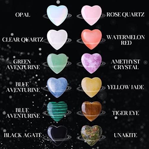 12 PCS Natural Heart Crystals Shaped Healing Stones Crystal Palm 0.8 inch Natural Stones Polished Love Gemstones Pocket Set Bulk Balancing Meditation Mother's Day Gift - Image 4