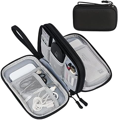 FYY Travel Cable Organizer Pouch Electronic Accessories Carry Case Portable Waterproof Double Layers All-in-One Storage Bag for Cord, Charger, Phone, Earphone Black