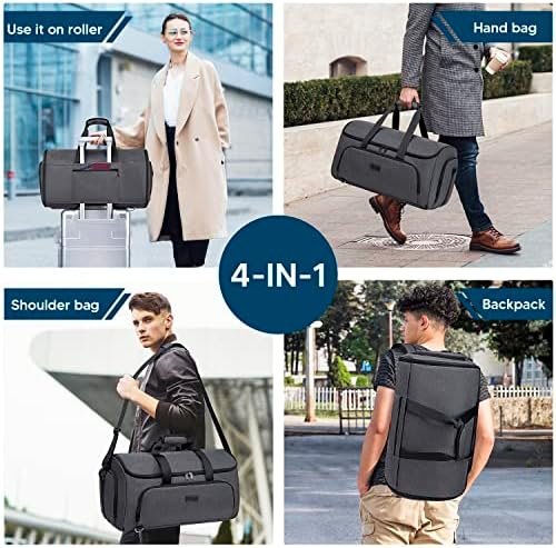 Carry On Garment Duffel Bag for Travel, Convertible Garment Bag Backpack for Men Women, Waterproof 4 in 1 Hanging Dress Suitcase Suit Travel Bag with Shoe Compartment, Large Weekender Bag-Dark Grey - Image 8