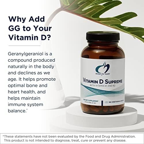 designs for health Vitamin D Supreme - Vitamin D 5000 IU with 2000mcg Vitamin K as mk4 for Bone Health, Heart Health & Immune Support - Vitamin D3 Enhanced with GG Supplement (180 Capsules) - Image 4