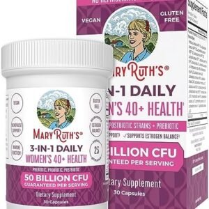 MaryRuth's 3-in-1 Daily Health 40+ Probiotics for Women | Clinically Tested | Estrogen Supplement for Women | Hormonal Support & Menopause Supplement for Women | 50 Billion CFU | Allergen Free | 30 ct