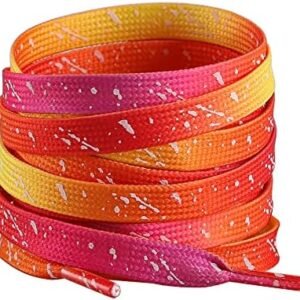 JBM 2 Pair Shoelace 5/16" Wide Flate Shoe Laces Fun Colored Shoelace for Roller Skate Sneakers Shoe Strings