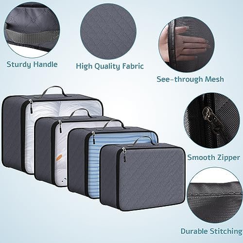 ExploreBliss Packing Cubes for Suitcases, Durable Packing Cubes for Travel, Foldable Suitcase Organizer Bags Set for Travel Accessories, Travel Bags Organizer for Luggage - Image 4