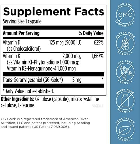 designs for health Vitamin D Supreme - Vitamin D 5000 IU with 2000mcg Vitamin K as mk4 for Bone Health, Heart Health & Immune Support - Vitamin D3 Enhanced with GG Supplement (180 Capsules) - Image 6