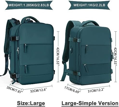 coowoz Large Travel Backpack For Women Men,Carry On Backpack,Hiking Backpack Waterproof Outdoor Sports Rucksack Casual Daypack Travel Essentials(Peacock Blue Minimalist) - Image 2