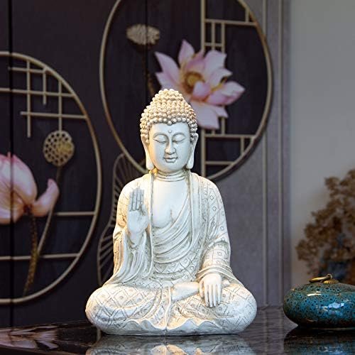 Leekung Buddha statue for home decor accents,laughing buddah statue for meditation zen garden spiritual room feng shui desk table yoga decor,small buda budda home decorations gifts antique ivory white - Image 6