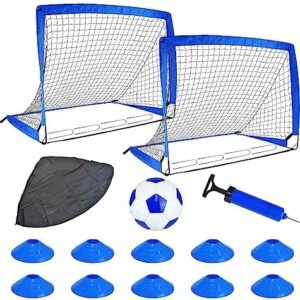 Kids Soccer Goals for Backyard, 2 of 4' x 3' Portable Soccer Nets Training Equipment, Pop Up Soccer Net for Youth Outdoor Sports Games