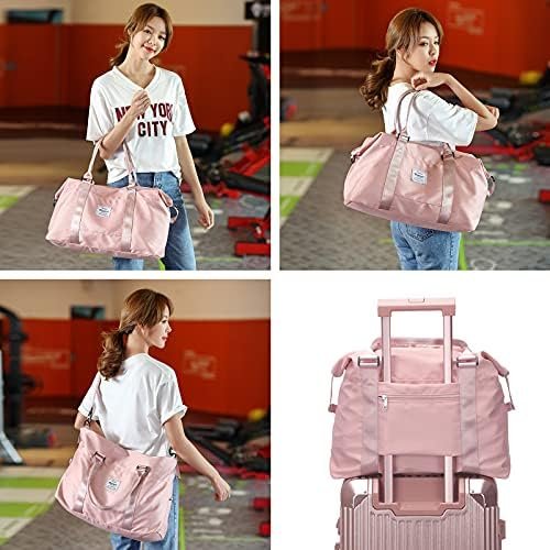 HYC00 Travel Duffel Bag, Sports Tote Gym Bag, Shoulder Weekender Overnight Bag for Women,Pink - Image 7
