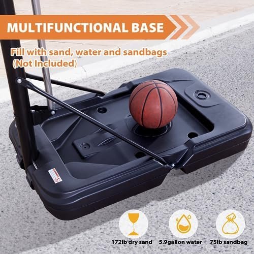 AWII SPORT Portable Basketball Hoop Outdoor, 4.8-10FT Height Adjustable Basketball Hoop Goal System with 44 Inch Impact Backboard and Portable Wheels for Adults - Image 8