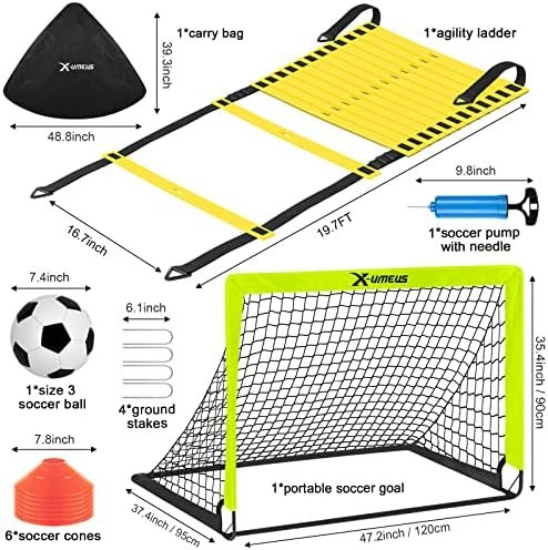 Kids Soccer Goals for Backyard, 4' x 3' Pop Up Toddler Goal Training Equipment with Ball, Agility Ladder and Cones, Portable Nets Backyard Youth Outdoor Sports Games - Image 2