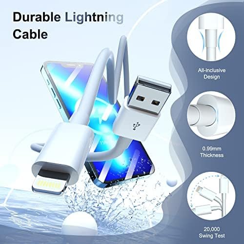 iPhone Charger 6 Feet Apple MFi Certified, Lightning Cable 6FT Fast Charging Cord Compatible with iPhone 14 13 12 11 Pro Max XR XS X 8 7 Plus 6S / iPad/Airpods (3 Pack) - Image 3