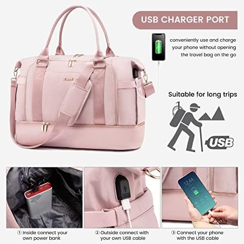 Gym Bag LOVEVOOK Travel Duffel Bag with USB Charging Port,Weekender Bags for Women with Shoe Compartment,Carry on Overnight Bag with Toiletry Bag,Hospital Bags for Labor and Deliver - Image 5