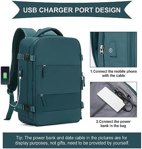 coowoz Large Travel Backpack For Women Men,Carry On Backpack,Hiking Backpack Waterproof Outdoor Sports Rucksack Casual Daypack Travel Essentials(Peacock Blue Minimalist) - Image 3