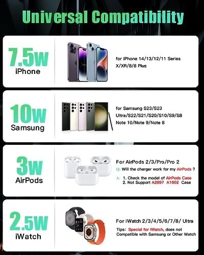 JARGOU 3 in 1 Wireless Charging Station Wireless Charger for iPhone 14 13 12 11 Pro Max/X/8 Charging Station for Multiple Devices for Apple Watch for AirPods 2/3/Pro/Pro 2 - Image 5