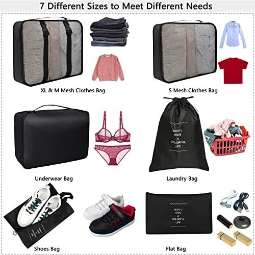 Luggage Organizers for Suitcase,14Packs Travel Bags Organizer for Luggage,Packing Cubes for Suitcases Organizer Bags Set,Mesh Packing Cubes for Travel Packing Organizers (Black) - Image 3