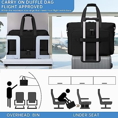 ETRONIK Weekender Bag with 15.6" Laptop Compartment, 42L Travel Duffle Bag with Shoe Compartment & Wet Pocket, Carry On Overnight Bag with Toiletry Bag for Women, Gym Tote Bag Hospital Bag, Black - Image 5