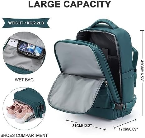 coowoz Large Travel Backpack For Women Men,Carry On Backpack,Hiking Backpack Waterproof Outdoor Sports Rucksack Casual Daypack Travel Essentials(Peacock Blue Minimalist) - Image 4