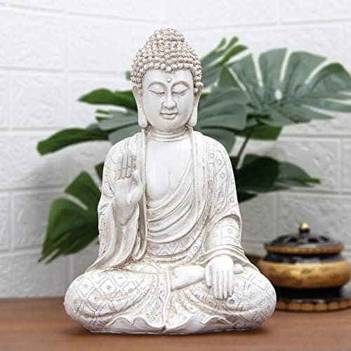 Leekung Buddha statue for home decor accents,laughing buddah statue for meditation zen garden spiritual room feng shui desk table yoga decor,small buda budda home decorations gifts antique ivory white - Image 7
