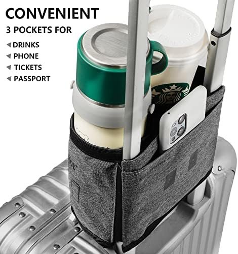 riemot Luggage Travel Cup Holder Free Hand Drink Carrier - Hold Two Coffee Mugs - Fits Roll on Suitcase Handles - Gifts for Flight Attendants Travelers Accessories - Image 3