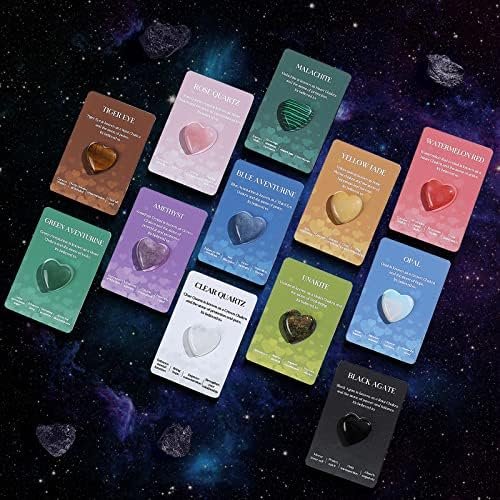 12 PCS Natural Heart Crystals Shaped Healing Stones Crystal Palm 0.8 inch Natural Stones Polished Love Gemstones Pocket Set Bulk Balancing Meditation Mother's Day Gift - Image 3