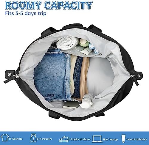 ETRONIK Weekender Bag with 15.6" Laptop Compartment, 42L Travel Duffle Bag with Shoe Compartment & Wet Pocket, Carry On Overnight Bag with Toiletry Bag for Women, Gym Tote Bag Hospital Bag, Black - Image 4
