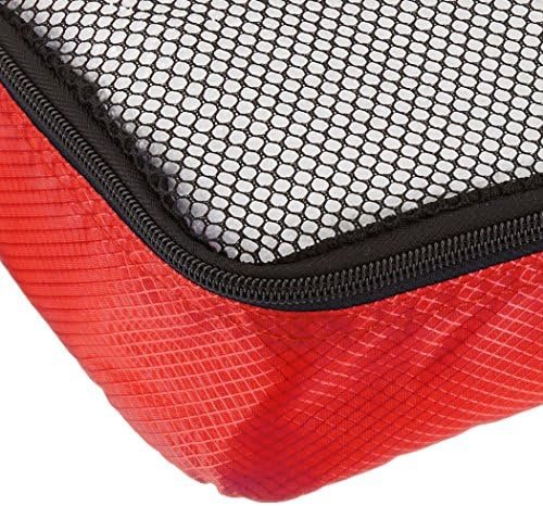 Amazon Basics 4 Piece Packing Travel Organizer Cubes Set - Slim, Red - Image 5