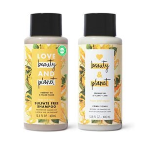 Love Beauty and Planet Hope and Repair Shampoo and Conditioner Coconut Oil & Ylang Ylang 2 Count Dry Hair and Damaged Hair Care Paraben Free, Silicone Free, and Vegan 13.5 oz