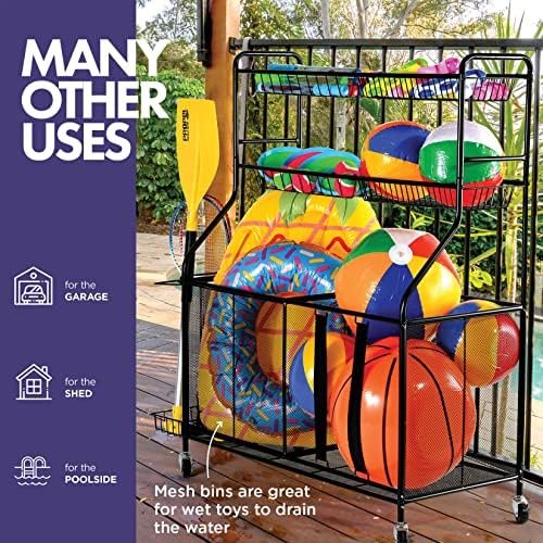 Home-it Ball Rack for Garage - Indoor & Outdoor Garage Ball Organizer Holder with Baskets, Rolling Wheels & Breaks - Large Capacity Garage Sports Equipment Organizer - Heavy Duty Steel Storage Cart - Image 7