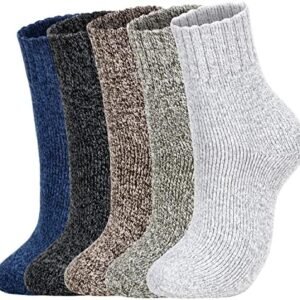 Clothclose 5 Pairs Wool Socks - Warm Wool Socks For Women/Men, Super Soft Crew Socks Boot Socks, Thick Knit Cozy Socks